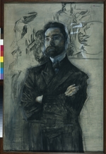 Vrubel, Mikhail Alexandrovich - Portrait of the Poet Valery Bryusov (1873-1924)