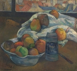 Gauguin, Paul EugÃ©ne Henri - Bowl of Fruit and Tankard before a Window