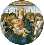 Botticelli, Sandro - Virgin and Child with Eight Angels (Berlin Madonna or Raczynski Tondo). Tondo
