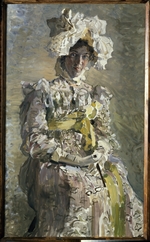 Vrubel, Mikhail Alexandrovich - Portrait of Nadezhda Zabela-Vrubel in Empire Dress