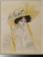Sokolov, Pyotr Fyodorovich - Portrait of Countess Olga Pavlovna Fersen (Stroganova) (1808-1837)