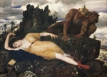BÃ¶cklin, Arnold - Sleeping Diana Watched by Two Fauns