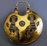 Ancient Russian Art - Gold pendant (Kolt) with the Sirin birds