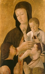 Bellini, Gentile - Madonna with child and two donors