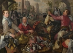 Beuckelaer, Joachim - The Four Elements: Air. A Poultry Market with the Prodigal Son in the Background