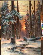 Klever, Juli Julievich (Julius) von, the Elder - Winter Sunset in the Fir Forest