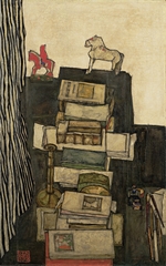 Schiele, Egon - Still Life with Books (Schiele's Desk)