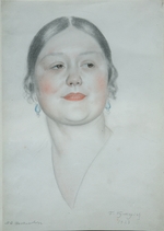 Kustodiev, Boris Michaylovich - Portrait of Maria Dmitrievna Shostakovich
