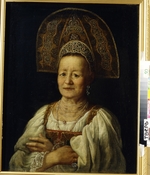 Drozhdin, Petro Semyonovich - Portrait of a Merchant Woman in Kokoshnik