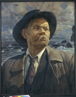 Brodsky, Isaak Izrailevich - Portrait of the author Maxim Gorky (1868-1939)