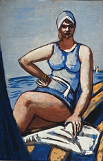 Beckmann, Max - Quappi in Blue in a Boat