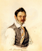 Bestuzhev, Nikolai Alexandrovich - Portrait of Decembrist Fonvizin Michail A. Fonvizin (1787-1854)