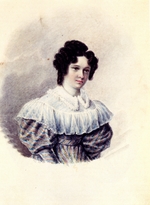 Bestuzhev, Nikolai Alexandrovich - Portrait of Alexandra Ivanovna Davydova (1802-1895), wife of Decembrist Vasily Davydov