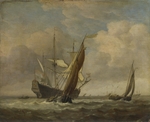 Velde, Willem van de, the Younger - Two Small Vessels and a Dutch Man-of-War in a Breeze
