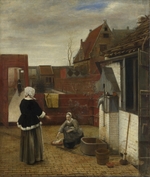 Hooch, Pieter, de - A Woman and her Maid in a Courtyard