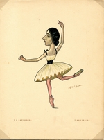 Legat, Sergei Gustavovich - Ballet dancer Tamara Karsavina (From: Russian Ballet in Caricatures)