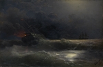 Aivazovsky, Ivan Konstantinovich - Burning ship (An episode of the Russian-Turkish War)