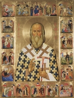 Russian icon - Saint Ignatius Brianchaninov with scenes from his life