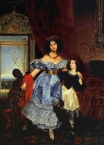 Briullov, Karl Pavlovich - Portrait of Countess Julia Samoilova with her stepdaughter Amazillia Pacini and black boy
