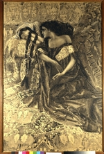 Vrubel, Mikhail Alexandrovich - Tamara and Demon. Illustration to the poem The Demon by Mikhail Lermontov