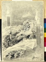 Vrubel, Mikhail Alexandrovich - Tamara in the coffin. Illustration to the poem The Demon by Mikhail Lermontov