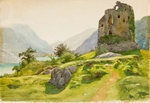 Benois, Albert Nikolayevich - Mountain Landscape with Ruin