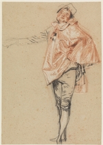 Watteau, Jean Antoine - Study of a Standing Dancer with an Outstretched Arm