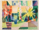 Macke, August - Garden on Lake Thun (Pomegranate Tree and Palm in the Garden)