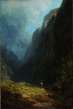 Spitzweg, Carl - In the Alpine High Valley (Landscape with Mt. Wendelstein)