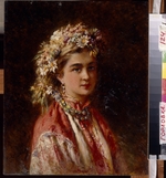 Makovsky, Konstantin Yegorovich - Young girl with flower garland