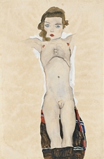 Schiele, Egon - Nude Girl with Arms Outstretched