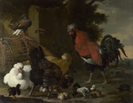 Hondecoeter, Melchior de - A Cock, Hens and Chicks