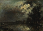 Jongkind, Johan Barthold - View on Overschie in Moonlight