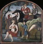 Iranian master - Khusraw Discovers Shirin Bathing. (From Pictorial Cycle of Eight Poetic Subjects)