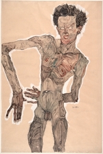 Schiele, Egon - Nude Self-Portrait, Grimacing