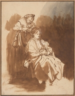 Rembrandt van Rhijn - A Young Woman Having Her Hair Braided