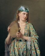 Guillemet, Pierre Désiré - Portrait of a Lady of the Court Playing the Tambourine