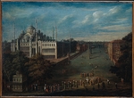 Vanmour (Van Mour), Jean-Baptiste - Procession of the Grand Vizier on the Hippodrome Square with the Sultan Ahmed Mosque