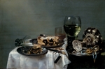 Heda, Willem Claesz - Breakfast Table with Blackberry Pie