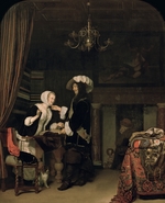 Mieris, Frans van, the Elder - Cavalier in the Shop