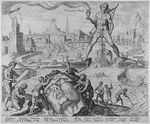 Galle, Philipp (Philips) - The Colossus of Rhodes (from the series The Eighth Wonders of the World) After Maarten van Heemskerck