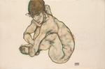 Schiele, Egon - Crouching Nude Girl