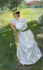 Vinogradov, Sergei Arsenyevich - Portrait of a woman (En plein air)