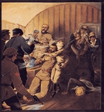 Sarmat, S. - Execution of Tsar Nicholas II and his Family at Yekaterinburg, 17th July 1918. (From Histoire des Soviets by M. Henri de Weindel
