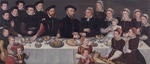 Anonymous - Family-portrait of Pierre de Moucheron, merchant in Middelburg and Antwerpen, his wife Isabeau de Gerbier, their 18 children..