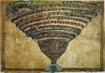 Botticelli, Sandro - Inferno. (Abyss of Hell). Illustration to the Divine Comedy by Dante Alighieri