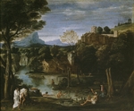 Carracci, Annibale - Landscape with river and bathers