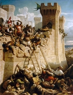 Papety, Dominique - Guillaume de Clermont defending the walls at the Siege of Acre, 1291