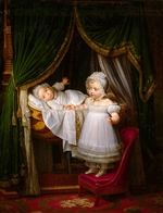 Hersent, Louis - Henri of Artois, Count of Chambord, duc de Bordeaux in his cradle with his sister Louise Marie Thérèse d'Artois