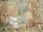 Ancient Russian frescos - Saint George before the Emperor Diokletian